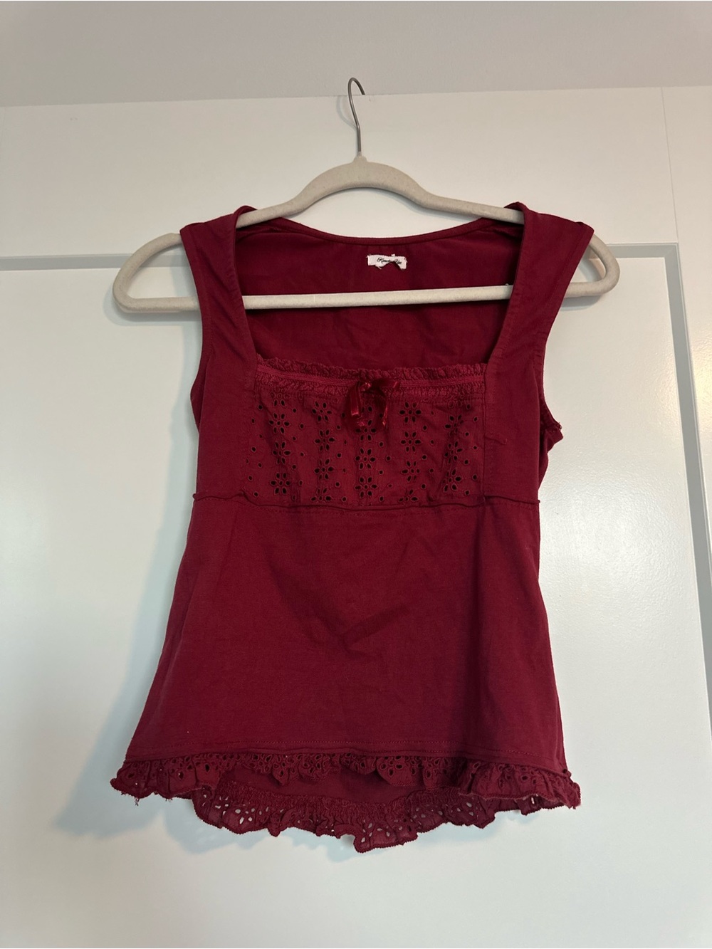 Kimchi Blue Deep Red Eyelet Trim Tank Top